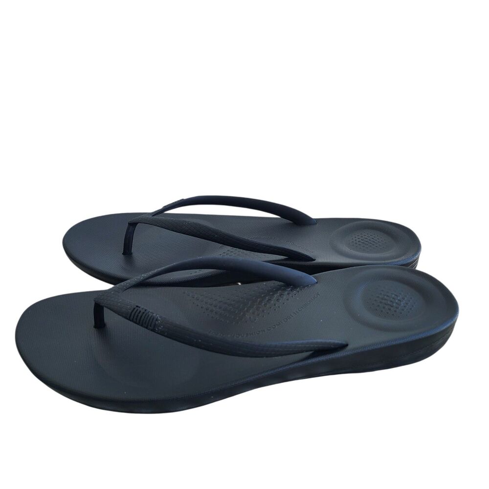 FitFlop IQushion Flip Flops Womens 8 black Ergonomic Comfort Sandals Minimalist - Picture 7 of 9